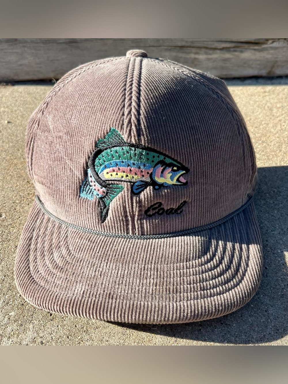 Coal Corduroy Trout Embroidered Cap - Grey
